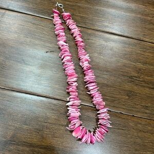 Organic Pink Beaded Necklace with Natural Shells